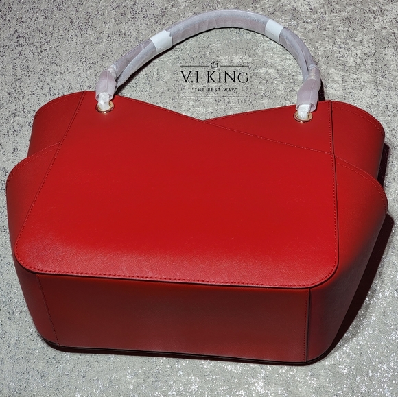 NWT Michael Kors Authentic Jet Set Large X Chain Flame Red Shoulder Tote - Picture 2 of 15